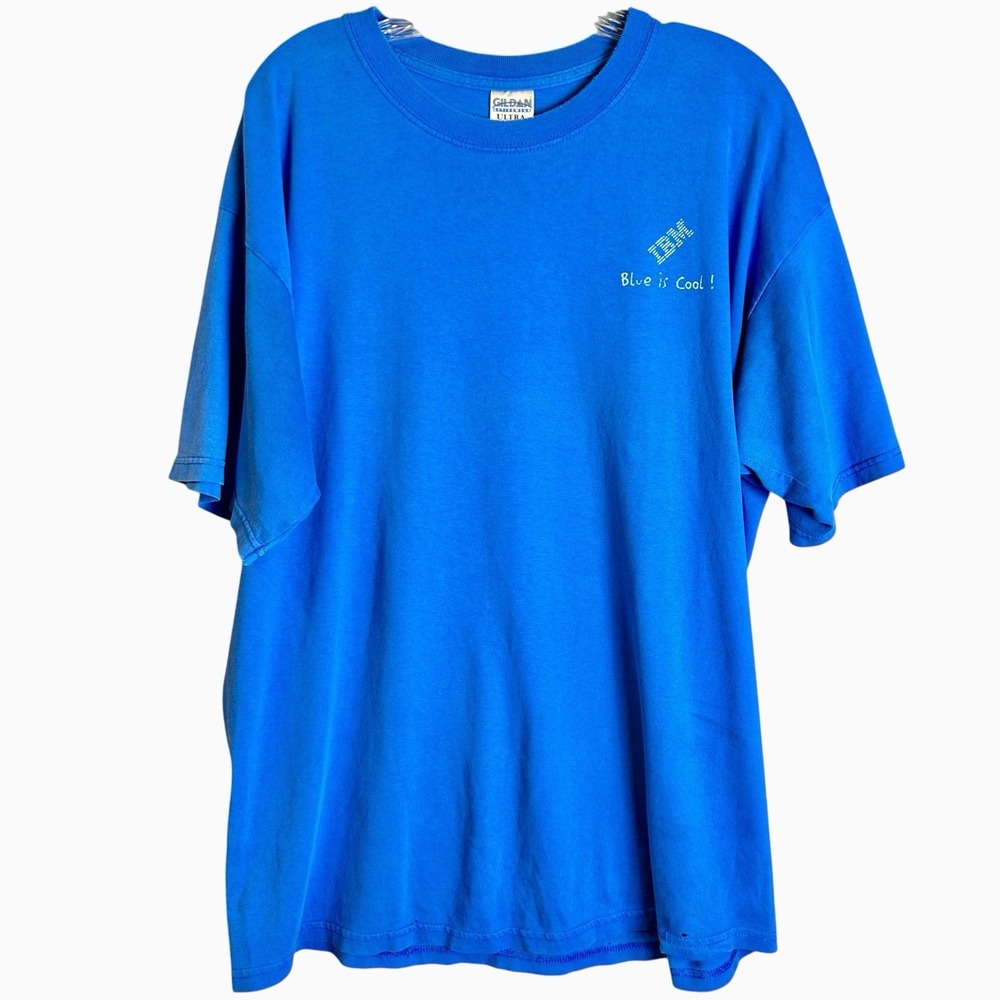 Vintage IBM Shirt Mens XL "Blue Is Cool!" Technology Software Computer Tech 90s